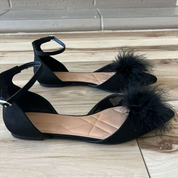 BCBGeneration Kassia Faux Feather Ankle Strap Ballet Flat - Picture 1 of 7